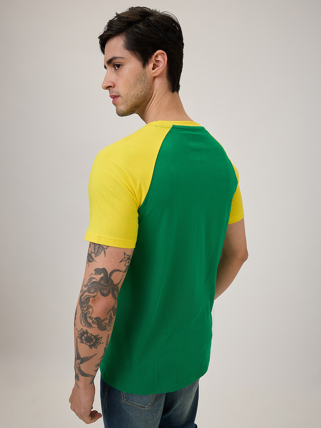 South Africa ICC Champions Trophy 2025 Men Green and Yellow Colorblocked Typography Half Sleeves Round Neck Cotton T-Shi (2)