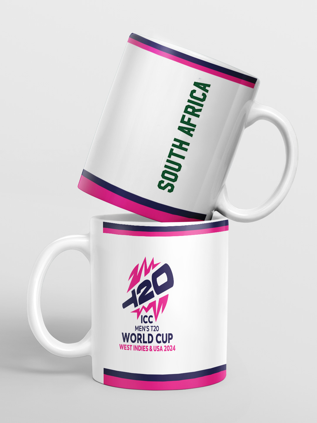 South Africa ICC Men's T20 WC-24 Team South Africa White and Pink Printed Ceramic Mug 325 ML (1)