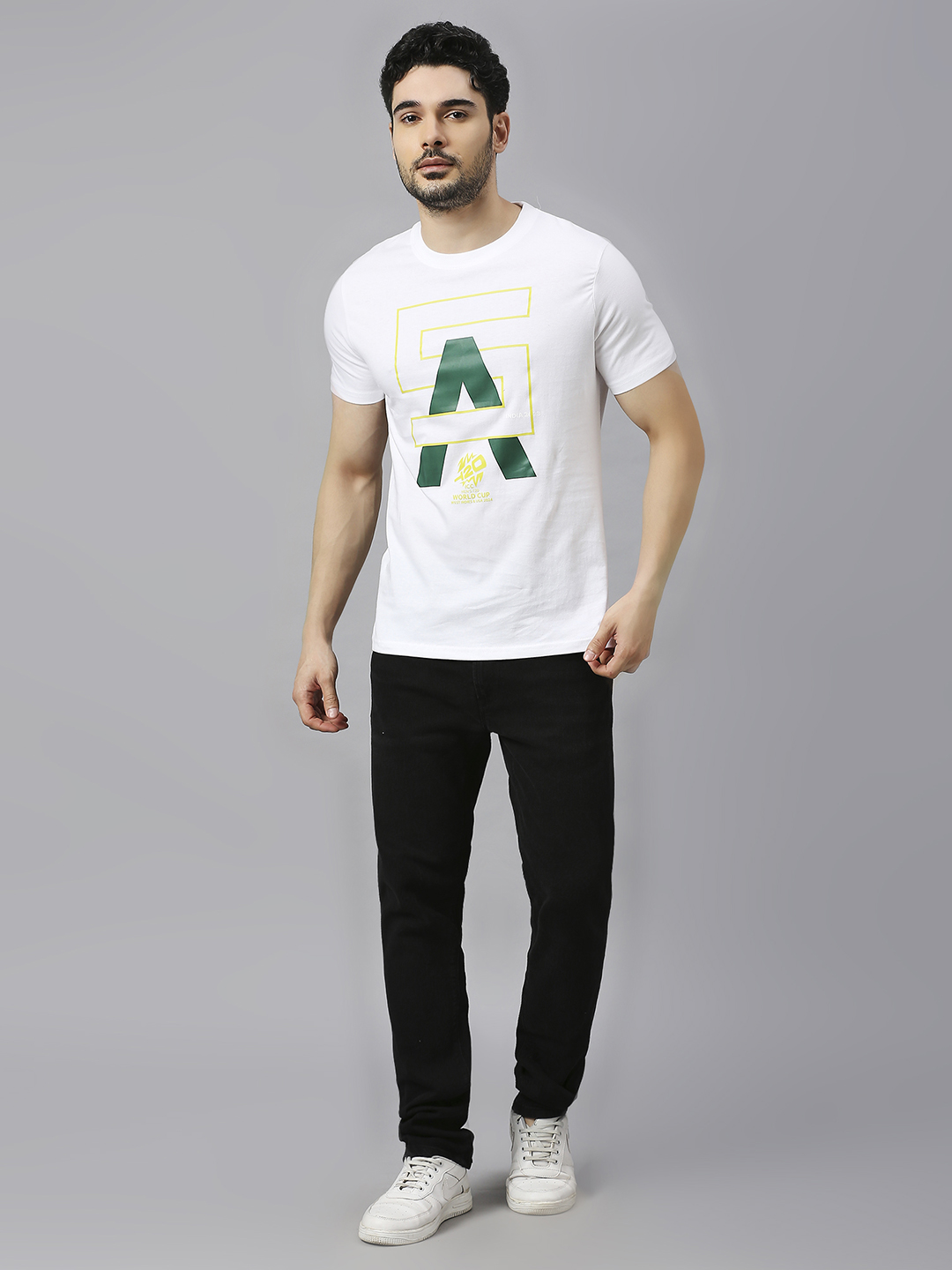 South Africa ICC Men's T20 WC-24 White Printed Half Sleeves Round Neck Cotton T-Shirt (5)