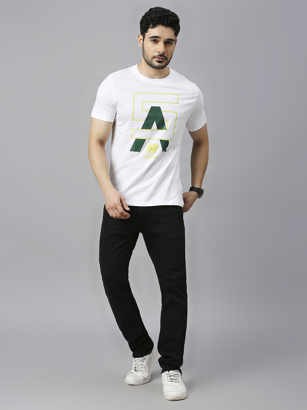 South Africa ICC Men's T20 WC-24 White Printed Half Sleeves Round Neck Cotton T-Shirt (6)