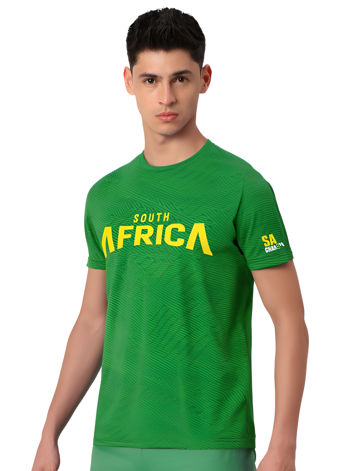 South Africa Men Green Typography Printed Half Sleeves Round Neck Cotton T-Shirt (2)