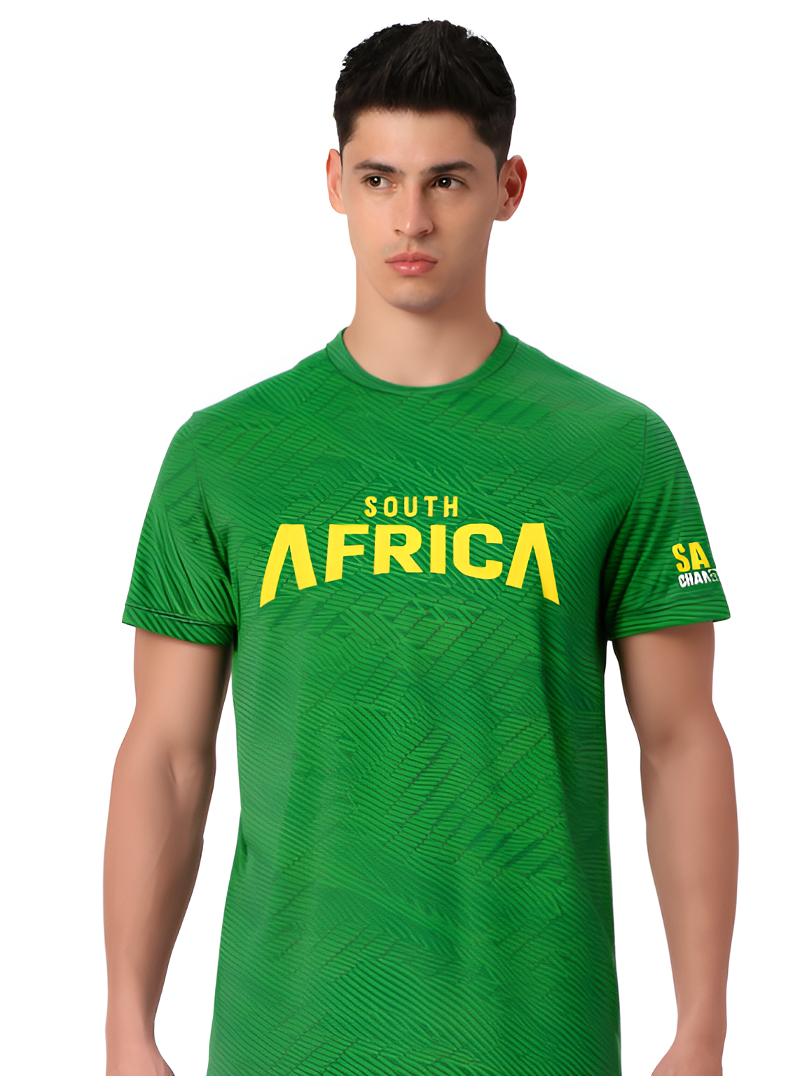 South Africa Men Green Typography Printed Half Sleeves Round Neck Cotton T-Shirt