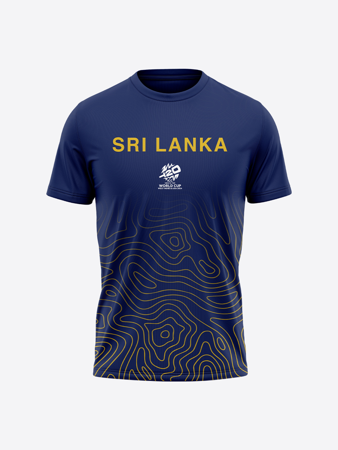Sri Lanka ICC Men's T20 WC-24 Navy Blue Logo Printed Half Sleeves Round Neck Polyester T-Shirt (1)