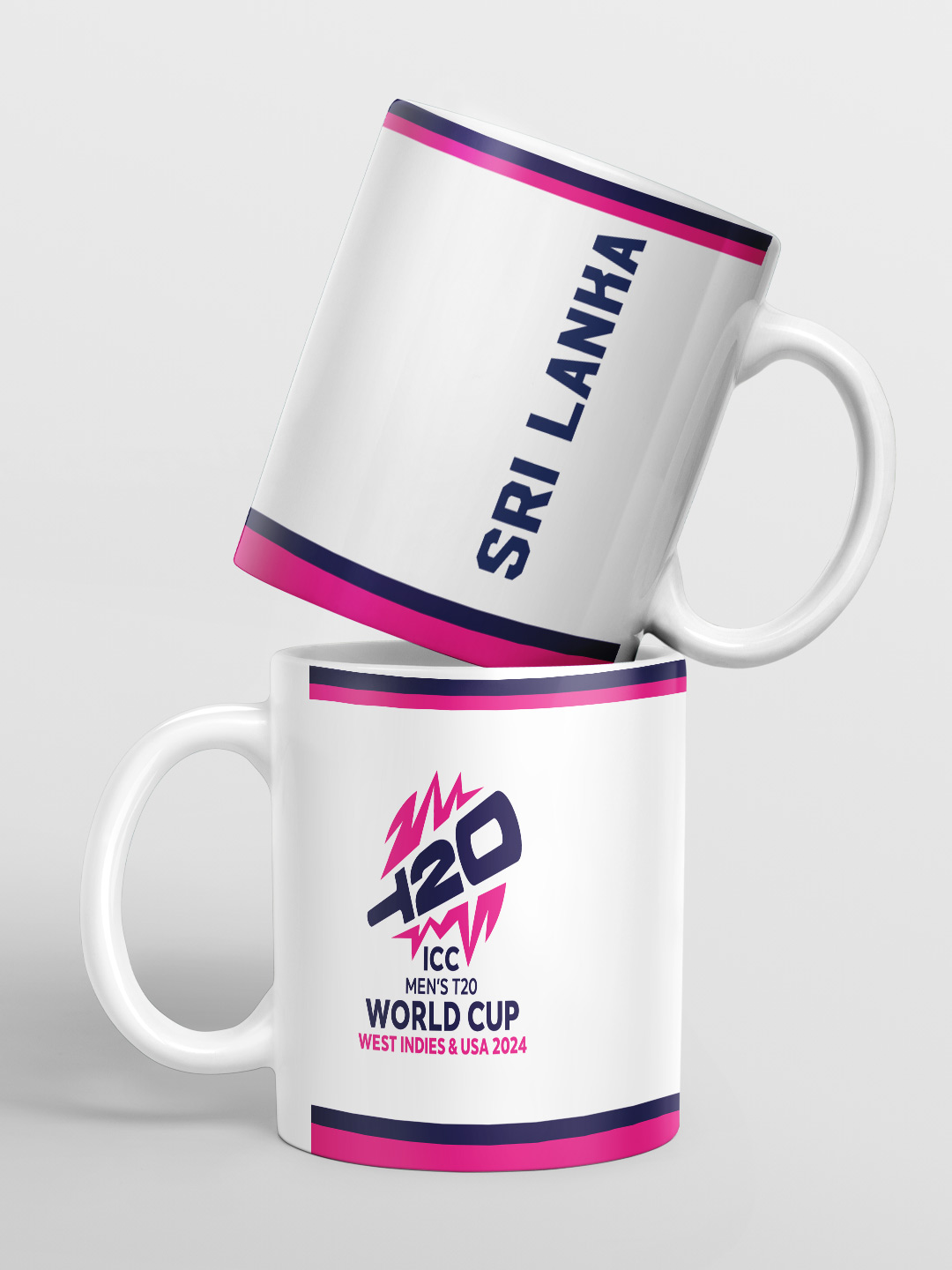 Sri Lanka ICC Men's T20 WC-24 Team Sri Lanka White and Pink Printed Ceramic Mug 325 ML (1)