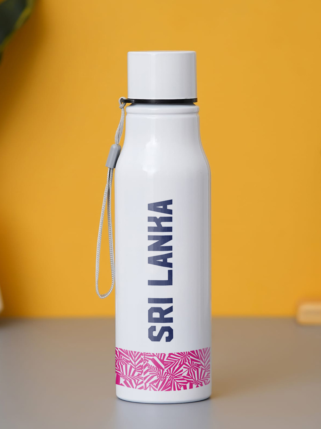 Sri Lanka ICC Men's T20 WC-24 Team Sri Lanka White and Pink Printed Single Walled Stainless Steel Water Bottle - 750 ML (1)