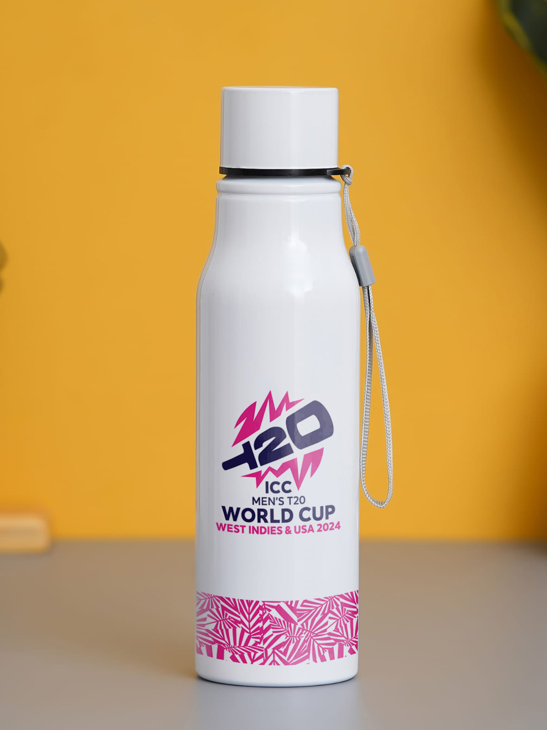 Sri Lanka ICC Men's T20 WC-24 Team Sri Lanka White and Pink Printed Single Walled Stainless Steel Water Bottle - 750 ML (2)