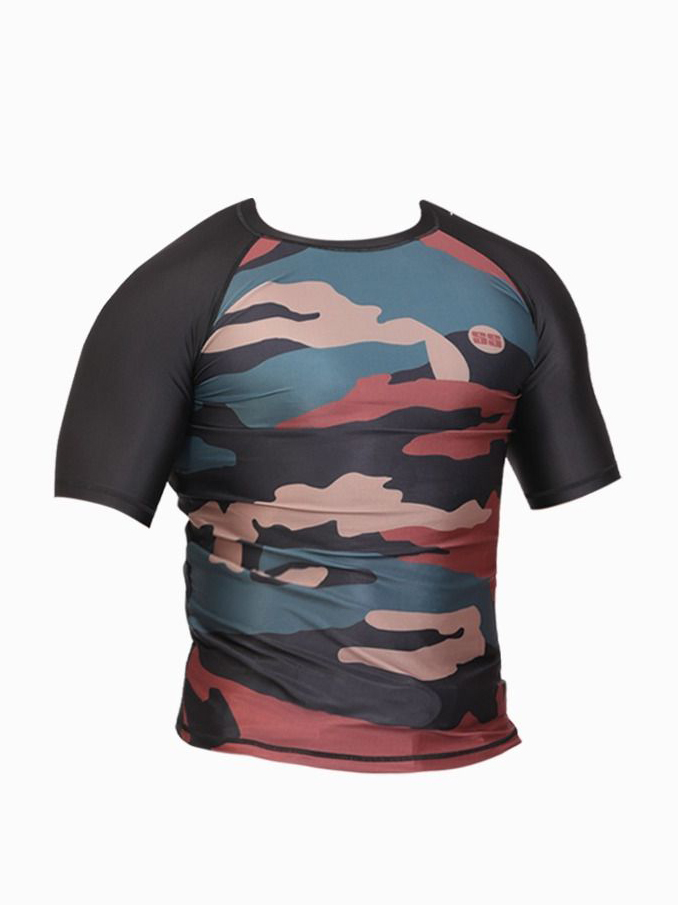 Men Camouflage Printed Round Neck Half Sleeves Polyester T-Shirt