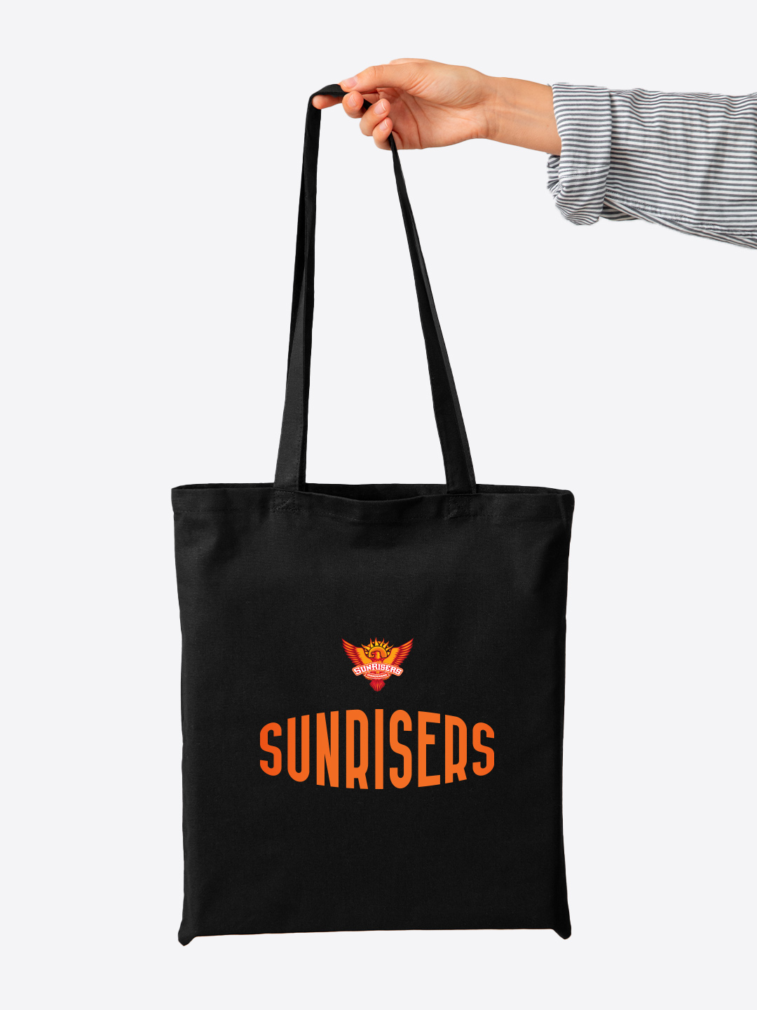 Sunrisers Hyderabad Black and Orange Sunrisers Printed Canvas Casual Tote Bag - (Pack of 1) (3)