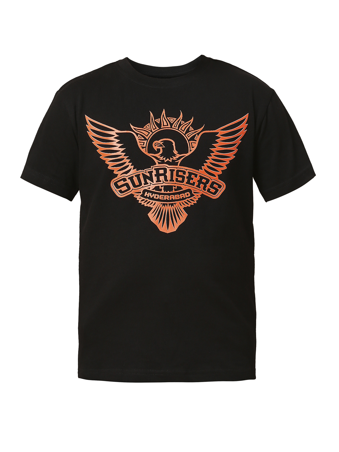 Sunrisers Hyderabad Boys Black Graphic Printed Half Sleeves Round Neck Cotton T-Shirt (7)