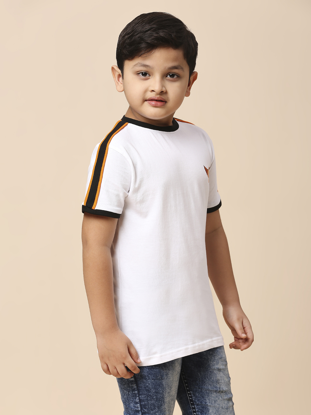 Sunrisers Hyderabad Boys White Solid Half Sleeves Round Neck Cotton T-Shirt (3)