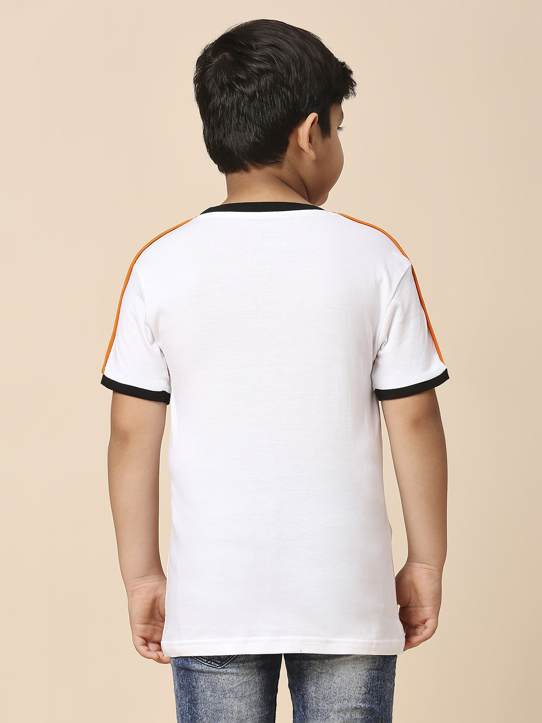 Sunrisers Hyderabad Boys White Solid Half Sleeves Round Neck Cotton T-Shirt (4)