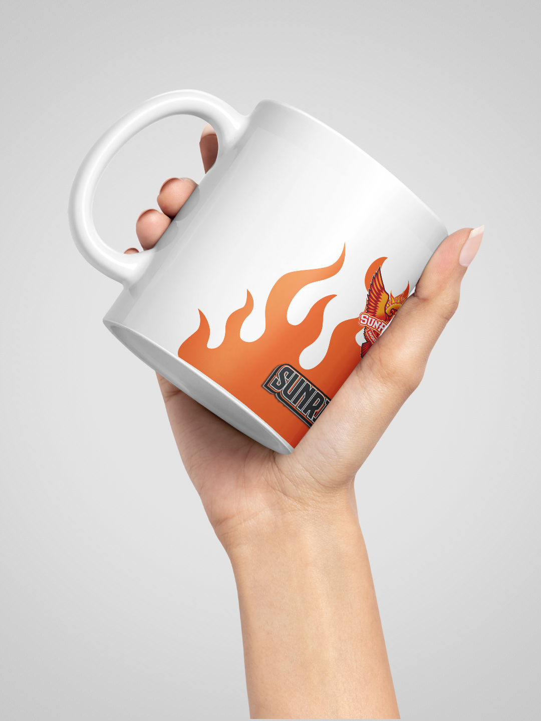 Sunrisers Hyderabad Ceramic Glossy Printed Mug, Microwave and Dishwasher Safe, Tea and Coffee Mug - 325 ml (White/Orange (5)