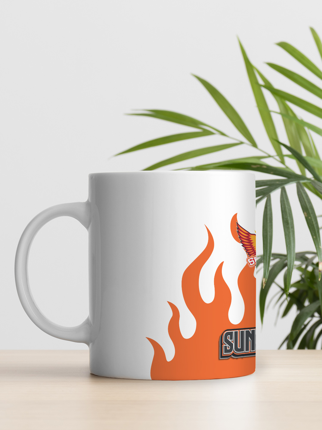 Sunrisers Hyderabad Ceramic Glossy Printed Mug, Microwave and Dishwasher Safe, Tea and Coffee Mug - 325 ml (White/Orange (4)