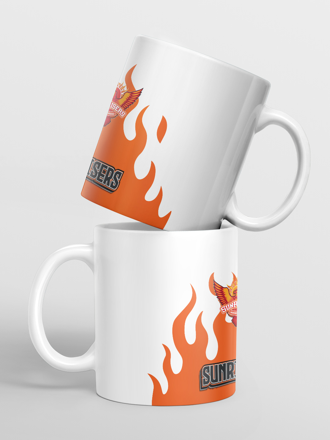 Ceramic Glossy Printed Mug, Microwave and Dishwasher Safe, Tea and Coffee Mug - 325 ml (White/Orange) - Pack of 1