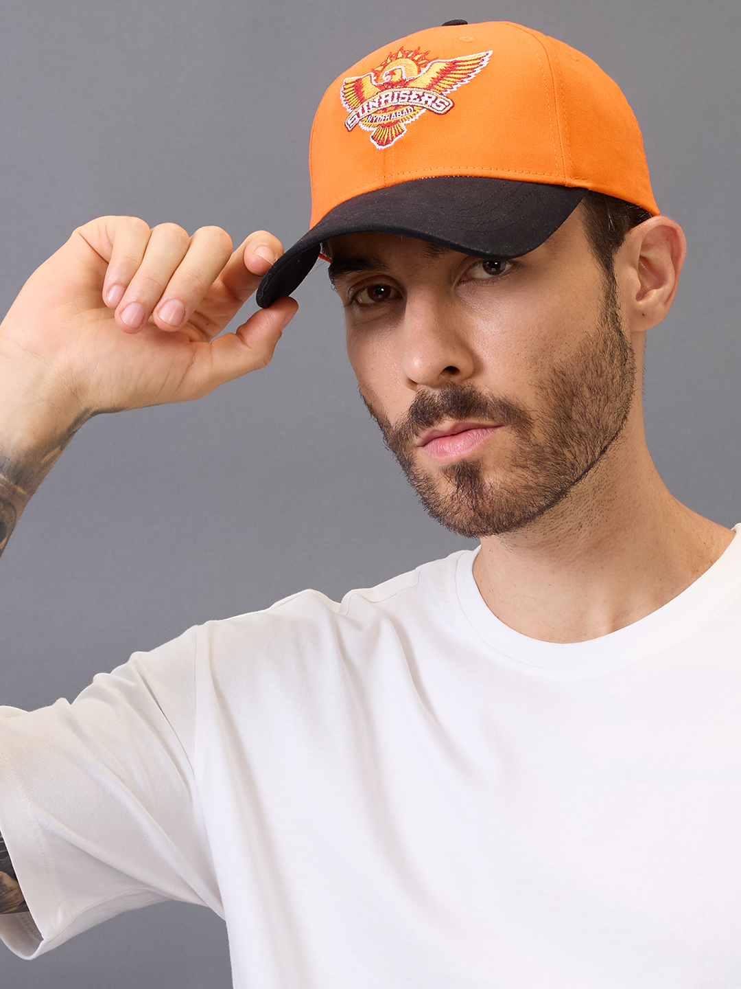 Sunrisers Hyderabad Logo Embroidered Orange and Black Baseball Cap (10)