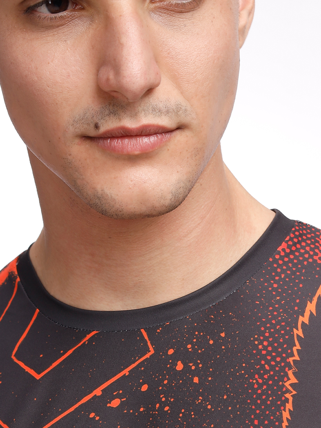 Sunrisers Hyderabad Men Black and Orange Printed Round Neck Half Sleeves Inferno Splash Polyester Fan T-Shirt (8)