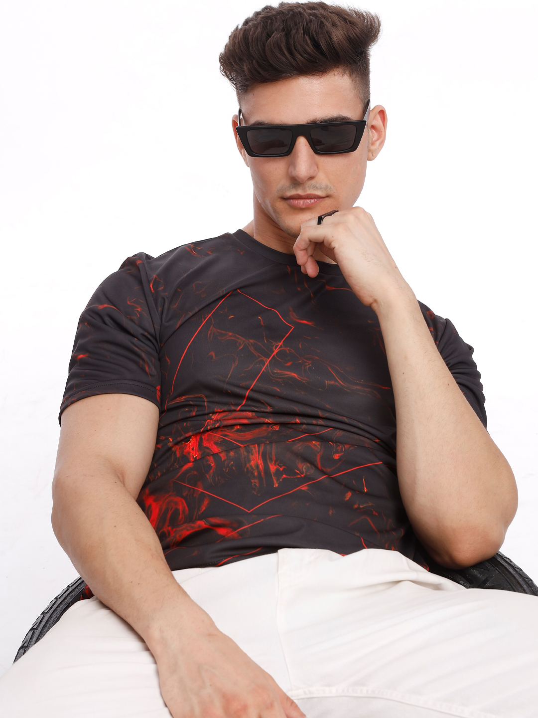 Sunrisers Hyderabad Men Black and Red Printed Round Neck Half Sleeves Blazing Glory Polyester Fan T-Shirt (2)