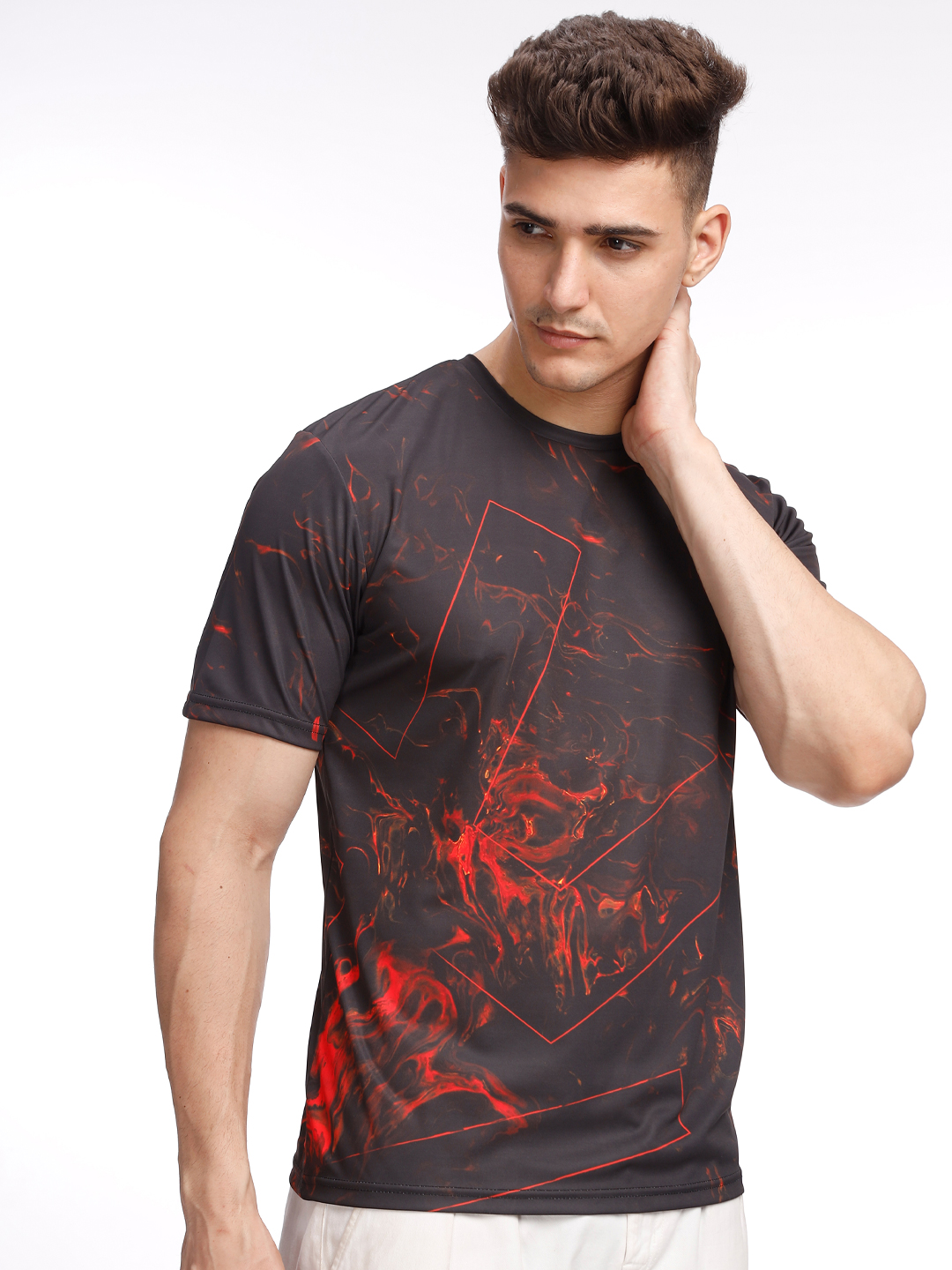 Sunrisers Hyderabad Men Black and Red Printed Round Neck Half Sleeves Blazing Glory Polyester Fan T-Shirt (3)