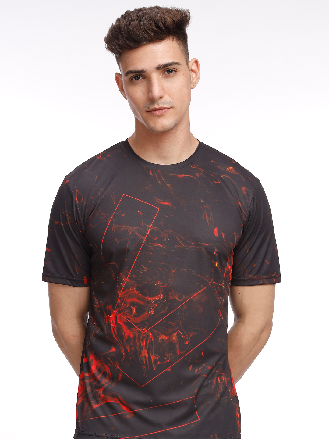 Sunrisers Hyderabad Men Black and Red Printed Round Neck Half Sleeves Blazing Glory Polyester Fan T-Shirt (5)