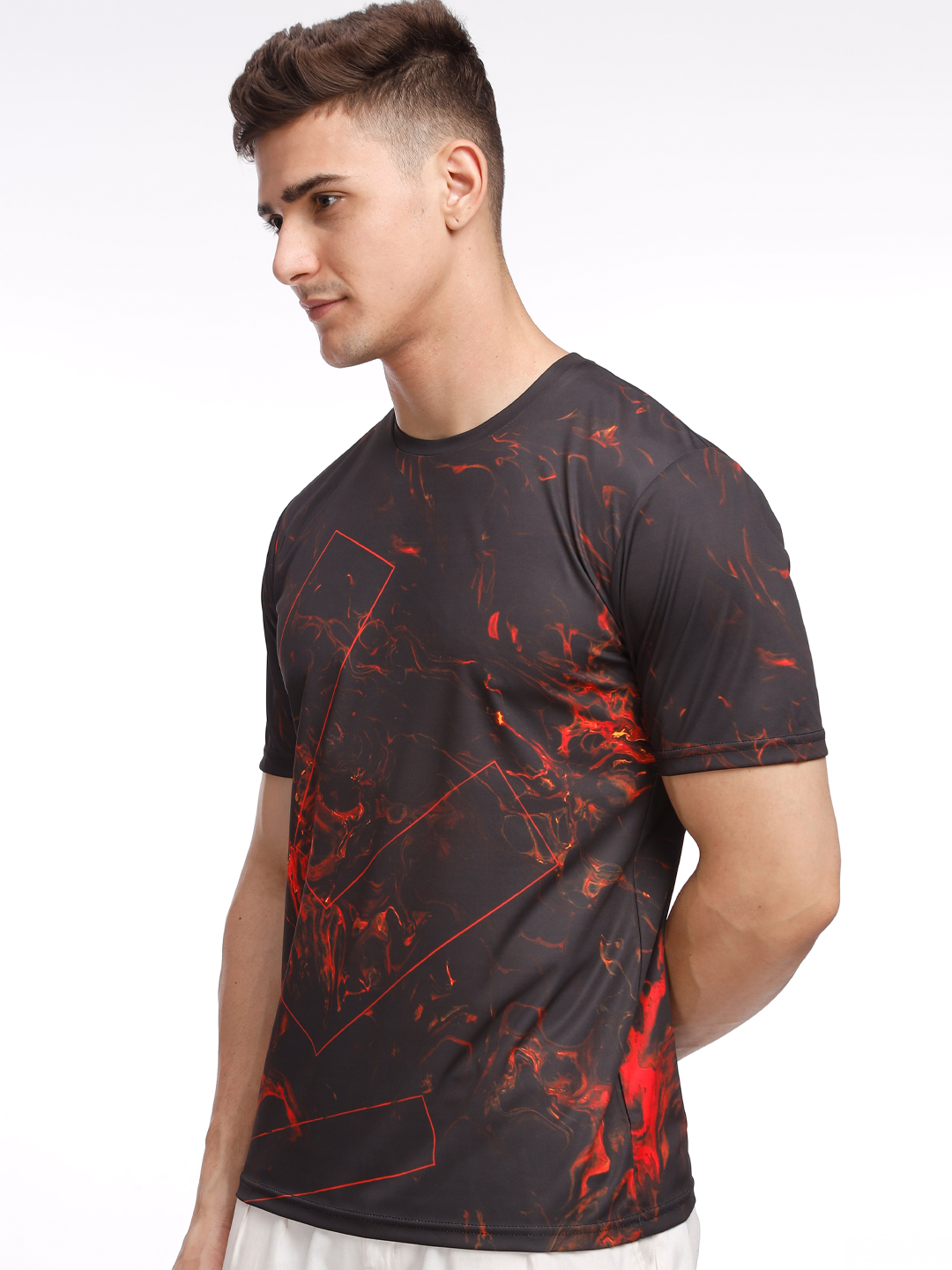 Sunrisers Hyderabad Men Black and Red Printed Round Neck Half Sleeves Blazing Glory Polyester Fan T-Shirt (6)