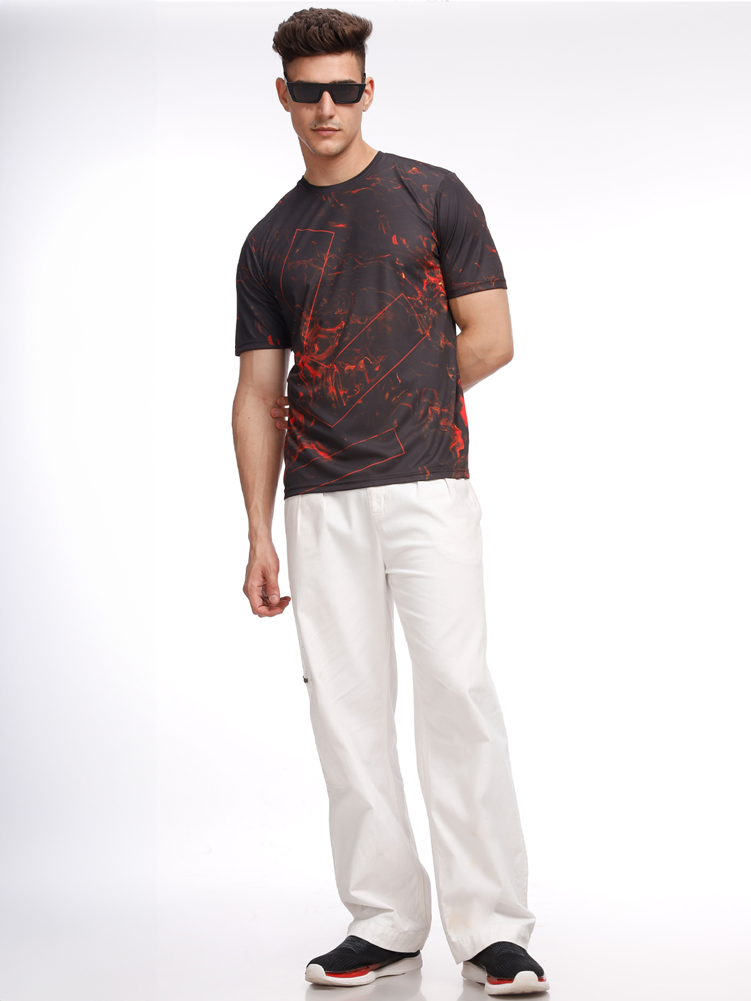 Sunrisers Hyderabad Men Black and Red Printed Round Neck Half Sleeves Blazing Glory Polyester Fan T-Shirt (8)