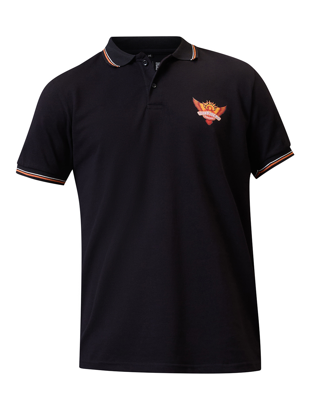 Sunrisers Hyderabad Men Black Logo Printed Half Sleeves Polo Collar Tcotton T-Shirt (5)