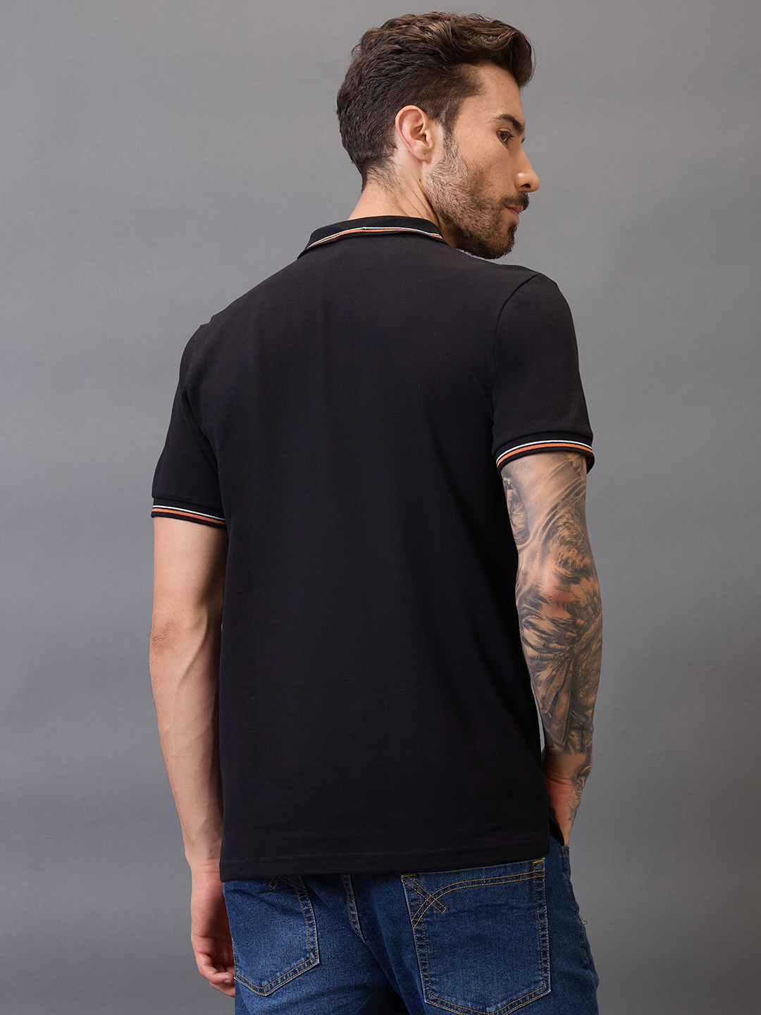Sunrisers Hyderabad Men Black Logo Printed Half Sleeves Polo Collar Tcotton T-Shirt (3)