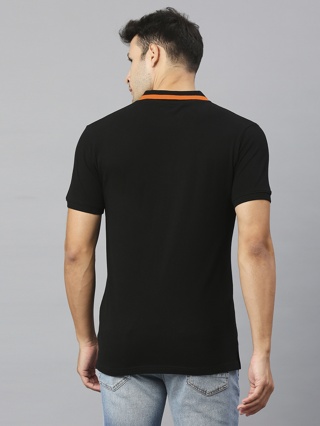 Sunrisers Hyderabad Men Black Solid Half Sleeves Polo Collar Cotton T-Shirt (2)