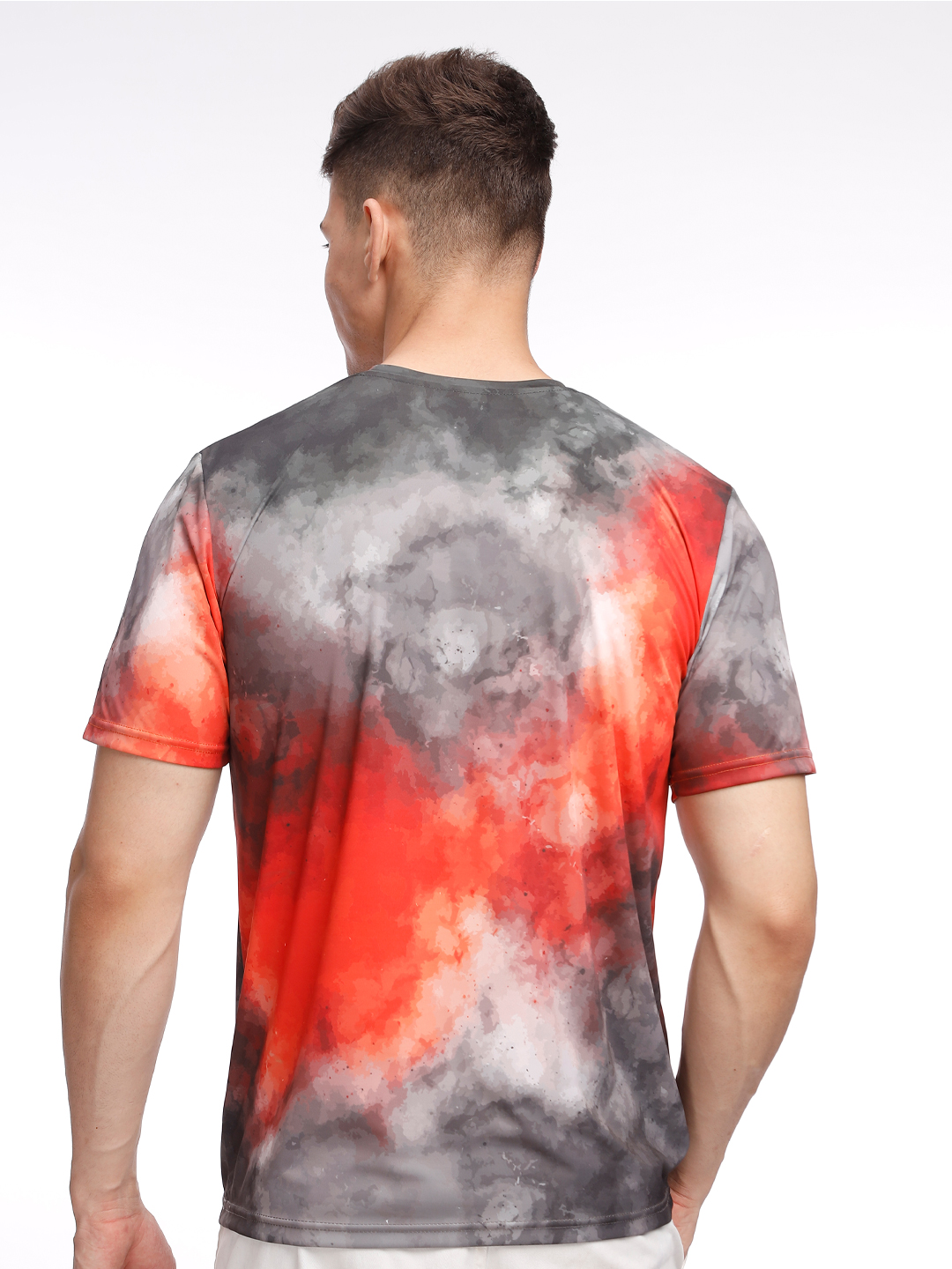 Sunrisers Hyderabad Men Grey and Orange Printed Round Neck Half Sleeves Crimson Flames Polyester Fan T-Shirt (4)