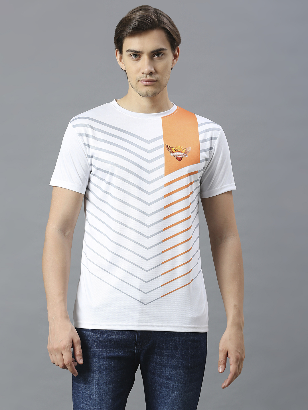 Sunrisers Hyderabad Men White All Over Print Half Sleeves Round Neck Polyester T-Shirt (1)