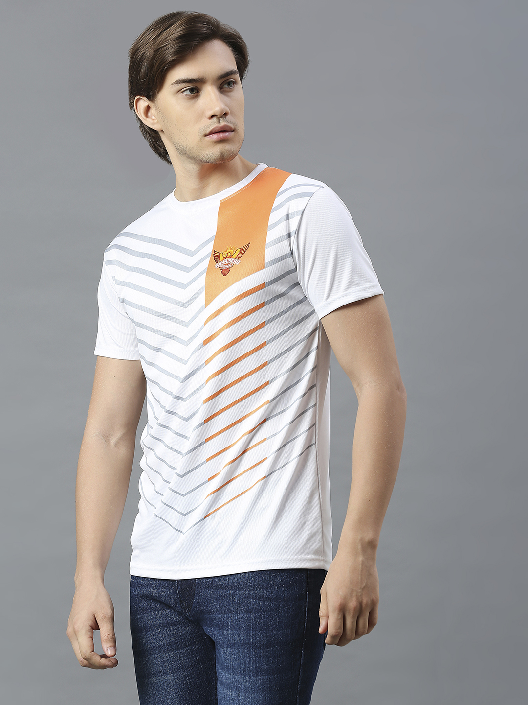 Sunrisers Hyderabad Men White All Over Print Half Sleeves Round Neck Polyester T-Shirt (4)