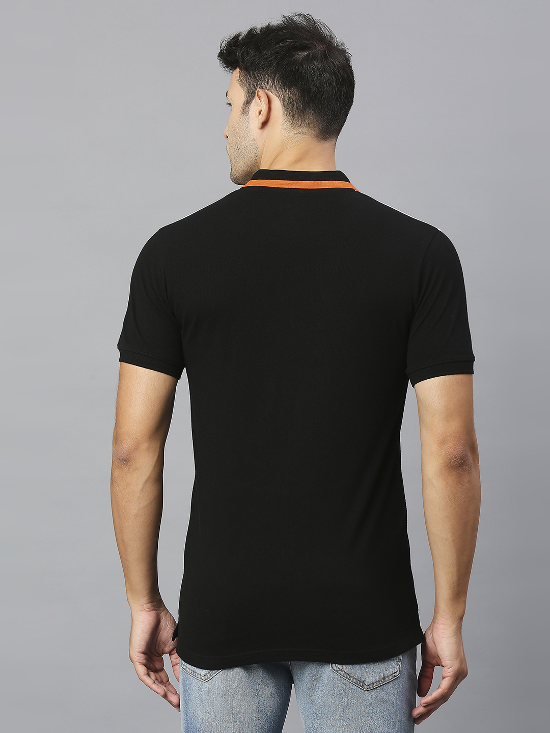 Sunrisers Hyderabad Men White and Black Half Sleeves Polo Collar Cotton T-Shirt (2)