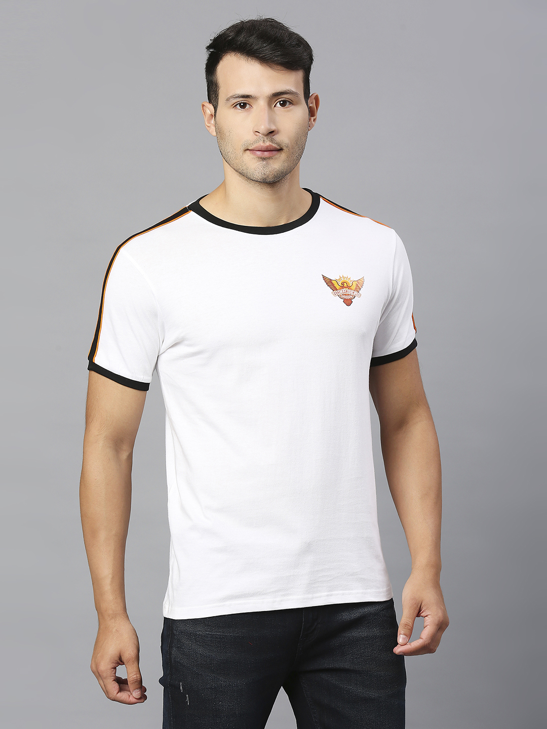 Sunrisers Hyderabad Men White Solid Half Sleeves Round Neck Cotton T-Shirt (3)