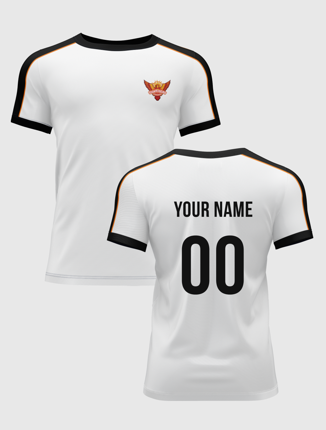 Sunrisers Hyderabad Men White Solid Half Sleeves Round Neck Cotton T-Shirt: Customised With Your Name By FanCode (2)