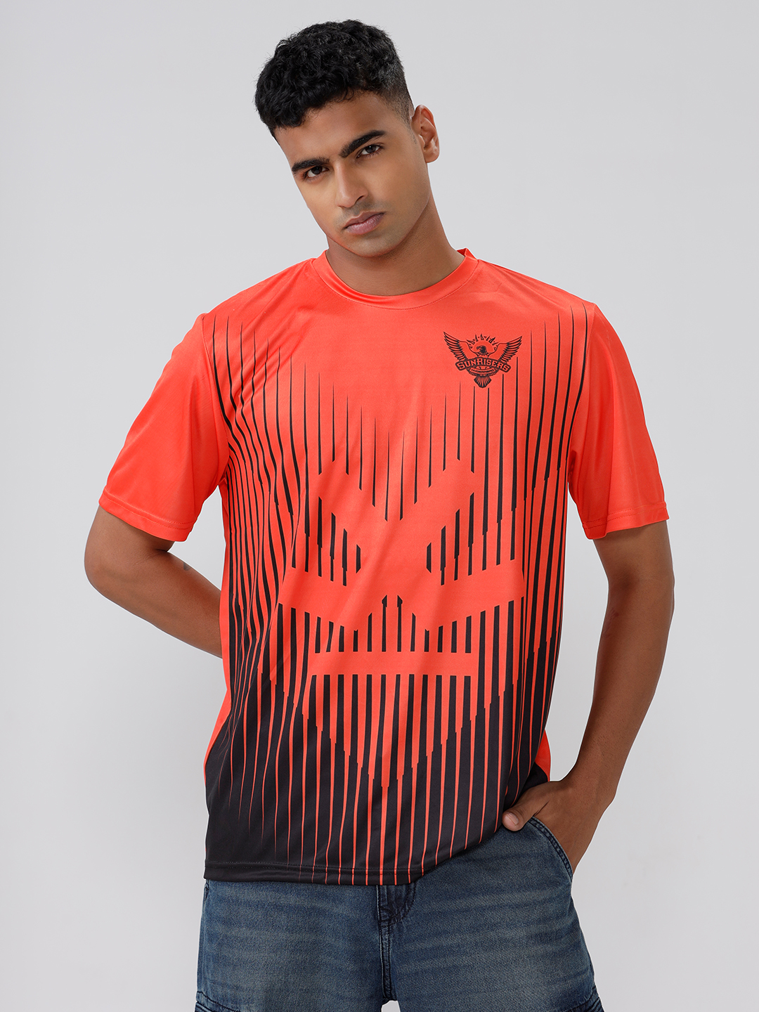 Sunrisers Hyderabad Official 2025 Shadow Stripe Fan T-Shirt For Men