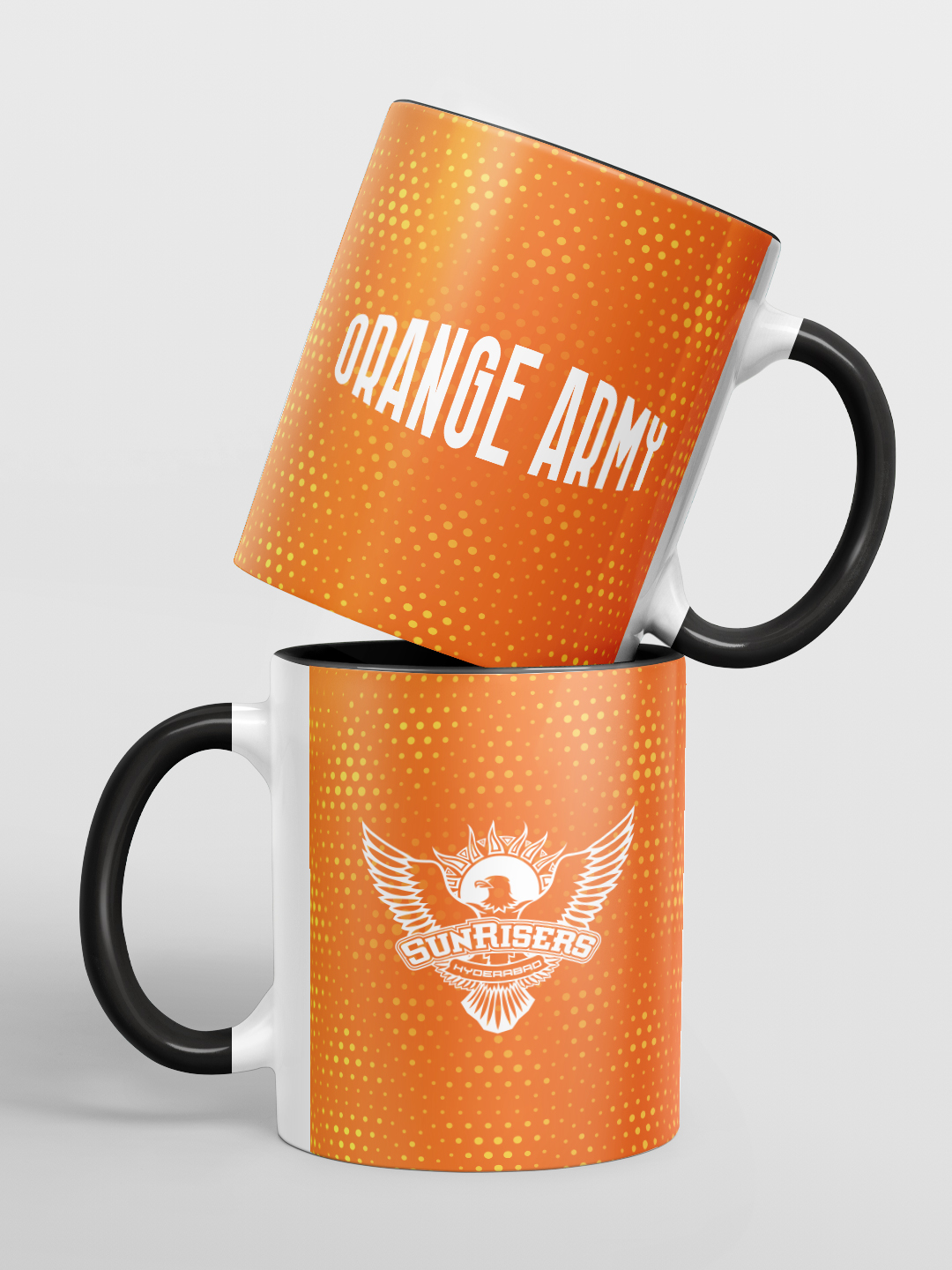 Sunrisers Hyderabad Orange and White Printed Orange Army Ceramic Glossy Coffee Mug 325 ml - Pack of 1