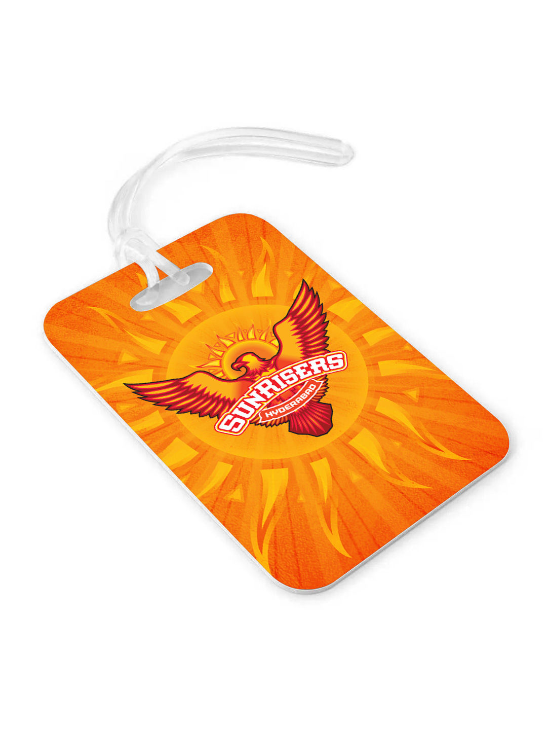 Sunrisers Hyderabad Orange and Yellow Printed Plastic Luggage Bag Tags with Lanyard - Pack of 1 (1)