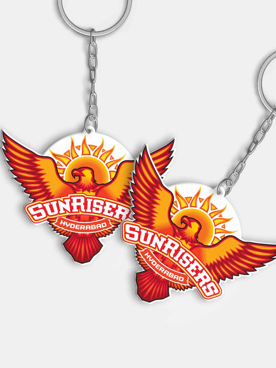 Sunrisers Hyderabad Orange and Yellow SRH Logo and Mayank Acrylic Keychain - Pack of 2 (1)