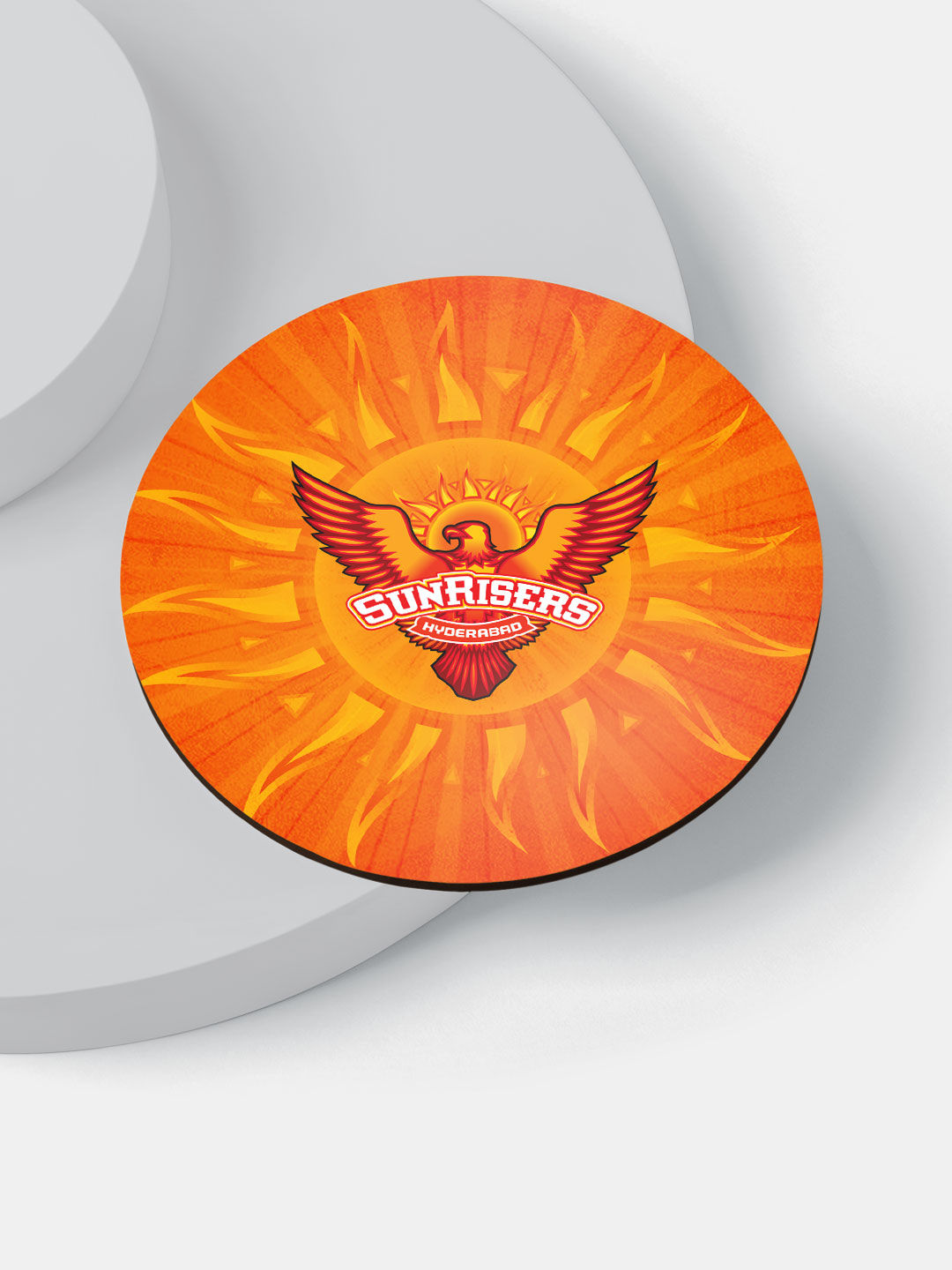 Sunrisers Hyderabad Orange Logo Printed Circular Rubber Coasters - Set of 4 (5)