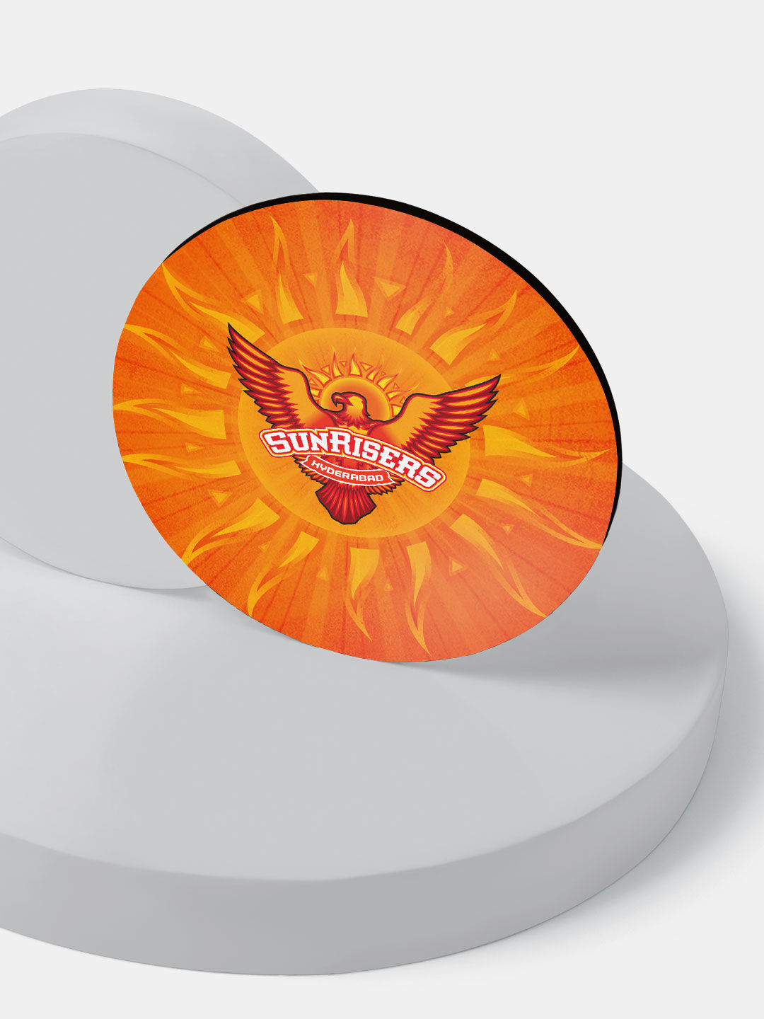 Sunrisers Hyderabad Orange Logo Printed Circular Rubber Coasters - Set of 4 (6)