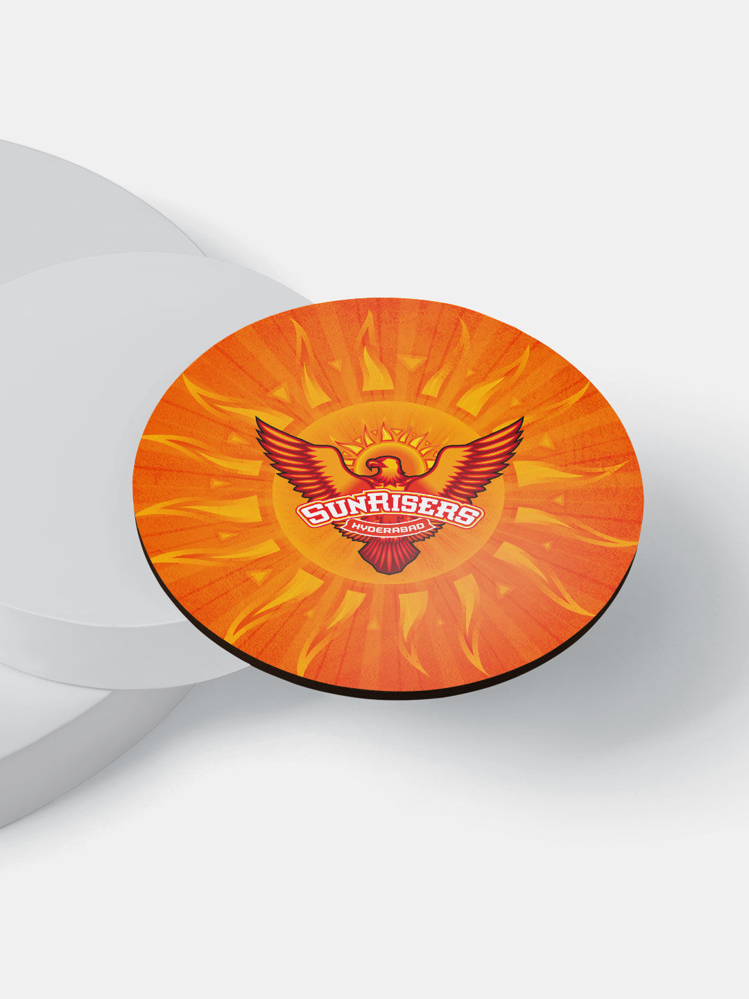 Sunrisers Hyderabad Orange Logo Printed Circular Rubber Coasters - Set of 4 (7)