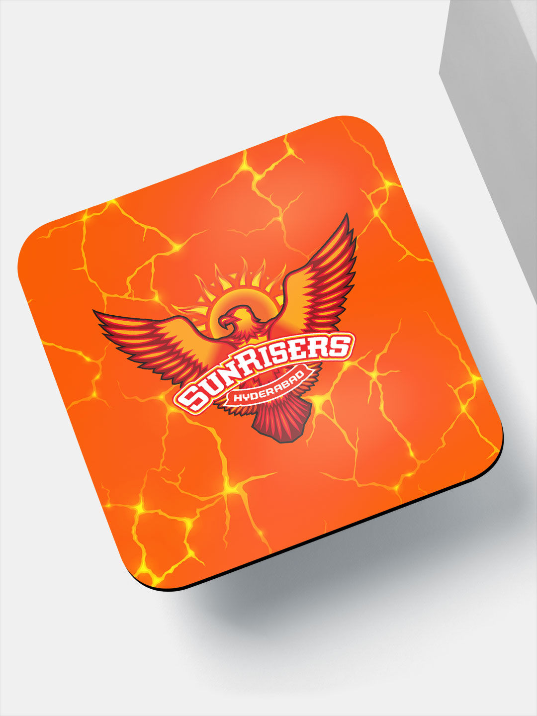Sunrisers Hyderabad Orange Logo Printed Square Rubber Coasters - Set of 4 (3)