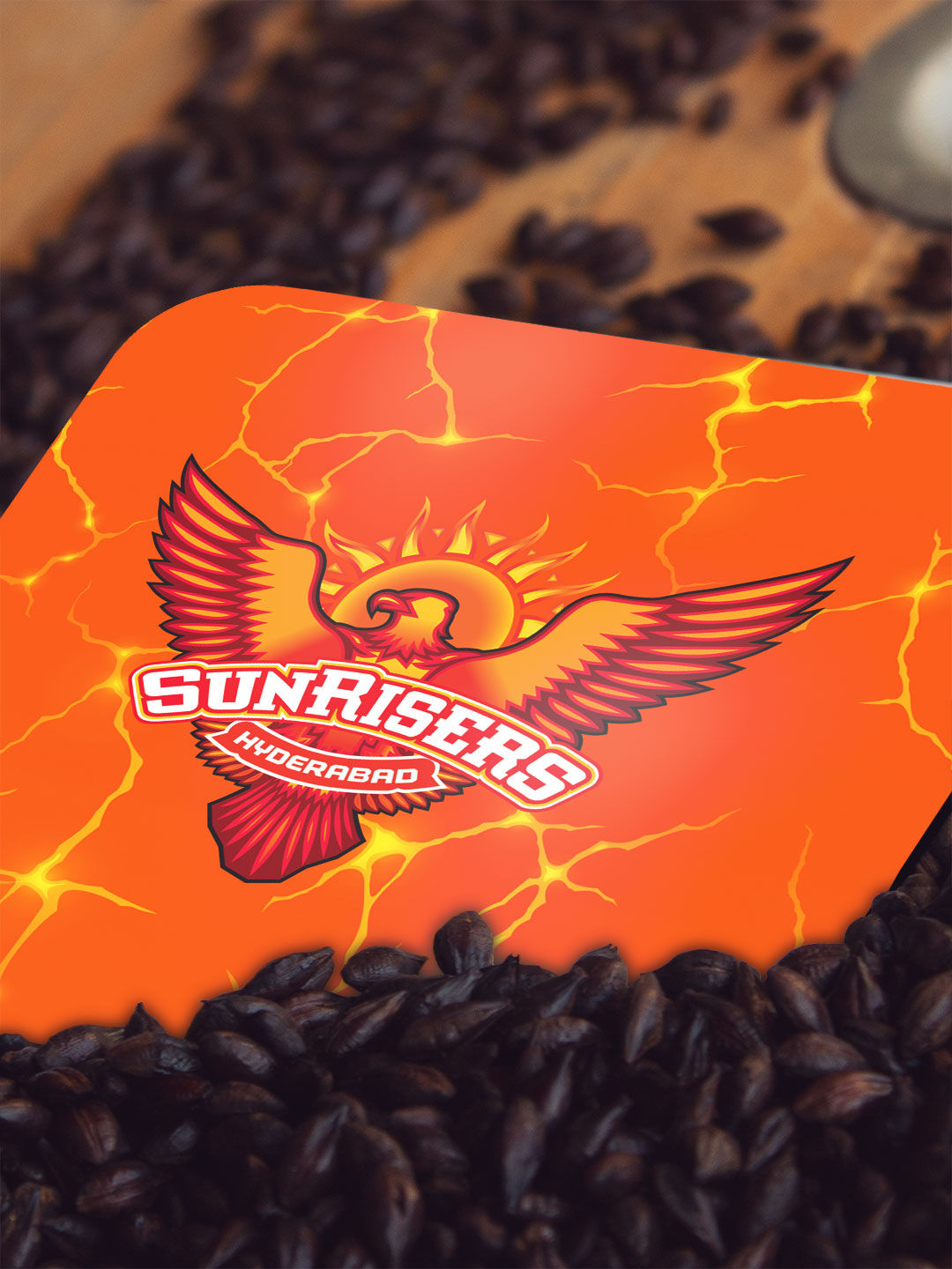 Sunrisers Hyderabad Orange Logo Printed Square Rubber Coasters - Set of 4 (4)