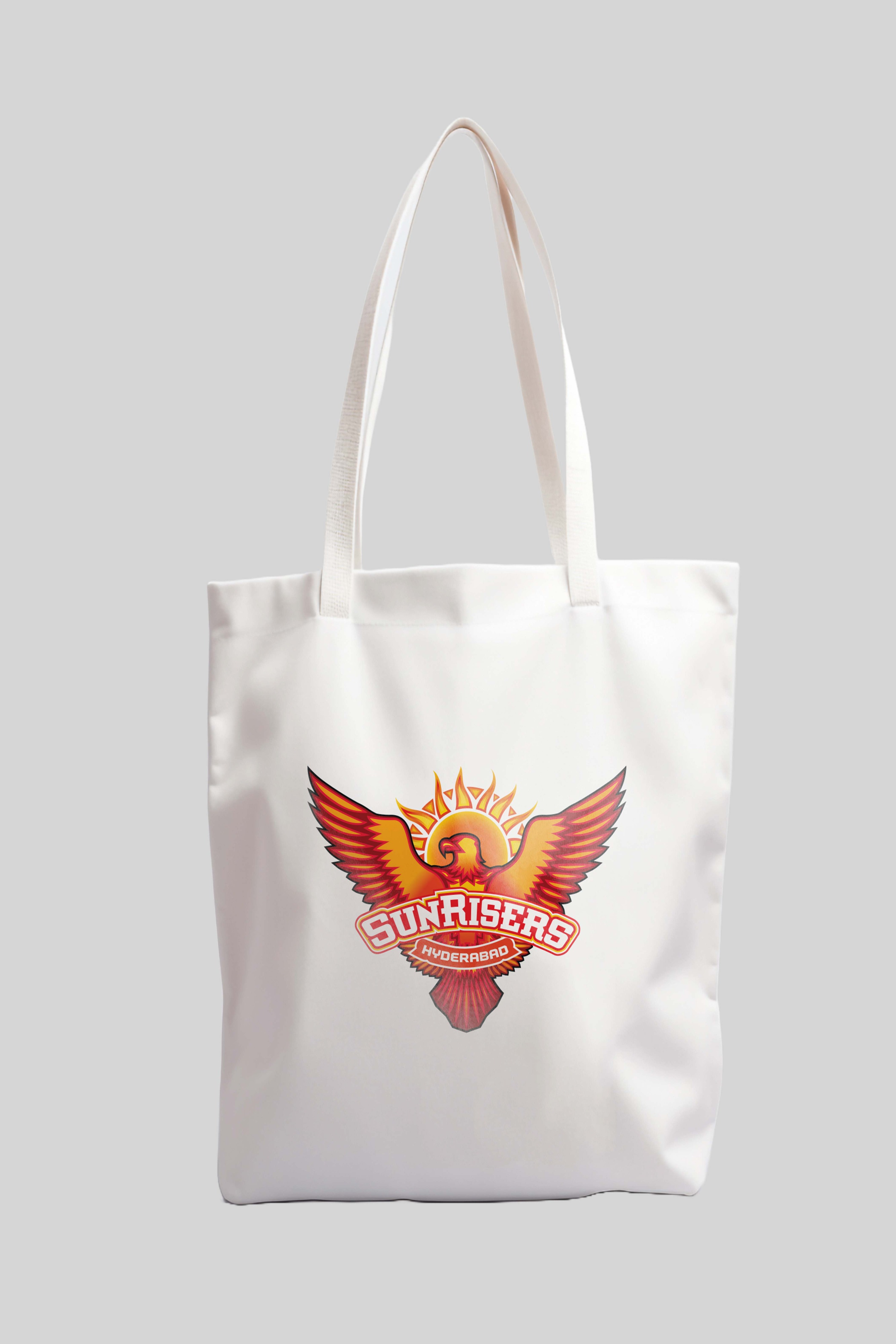 Sunrisers Hyderabad Printed Canvas Casual Tote Bag, Stylish Handbag For Men and Women - Pack of 1 (White/Orange) (5)