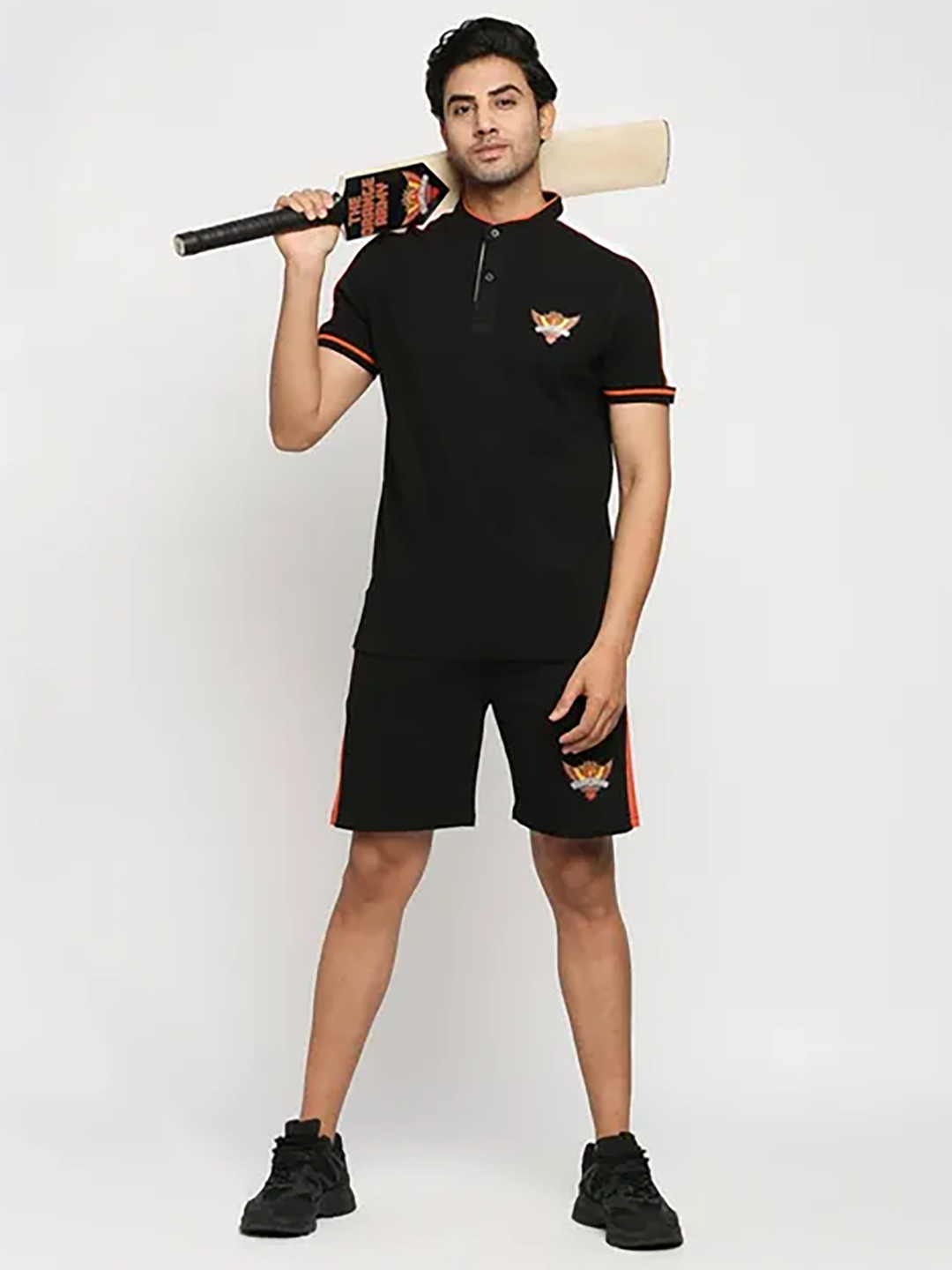Sunrisers Hyderabad SRH Men Black-White and Orange Polo T-Shirt (6)