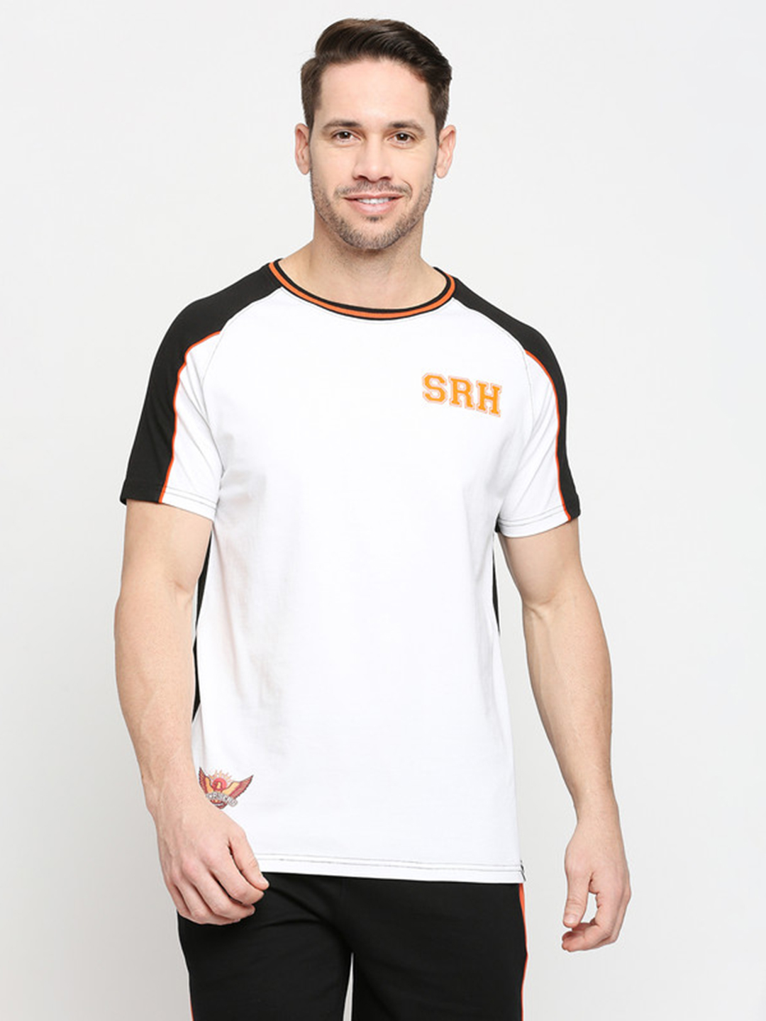 Sunrisers Hyderabad SRH Men White-Black and Orange Round Neck T-Shirt (1)