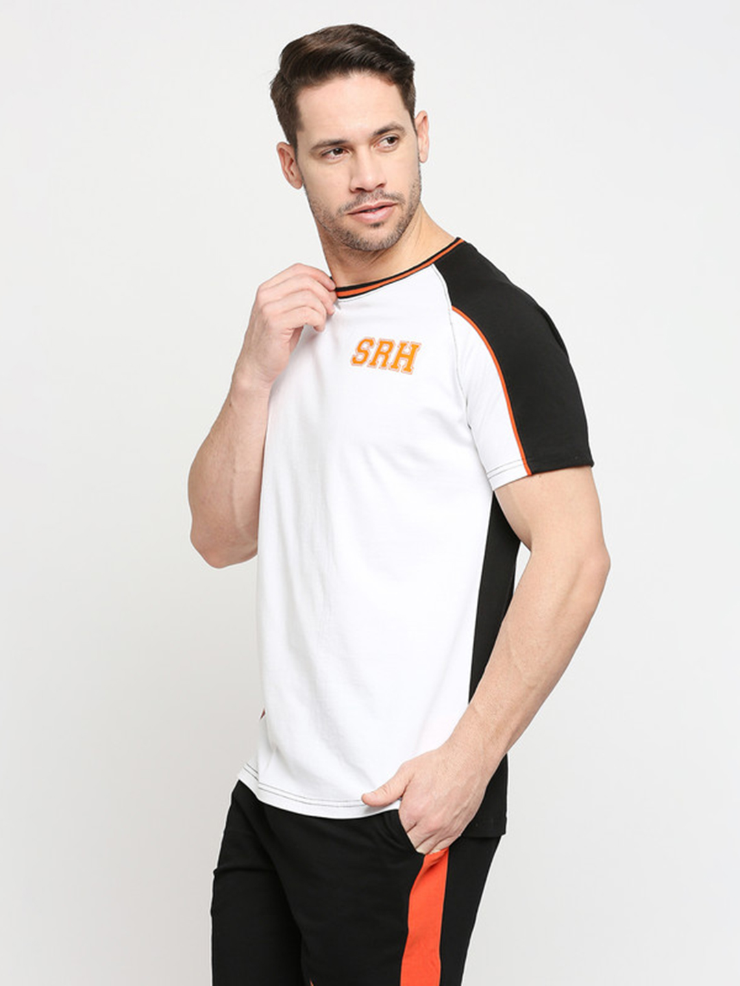 Sunrisers Hyderabad SRH Men White-Black and Orange Round Neck T-Shirt (3)