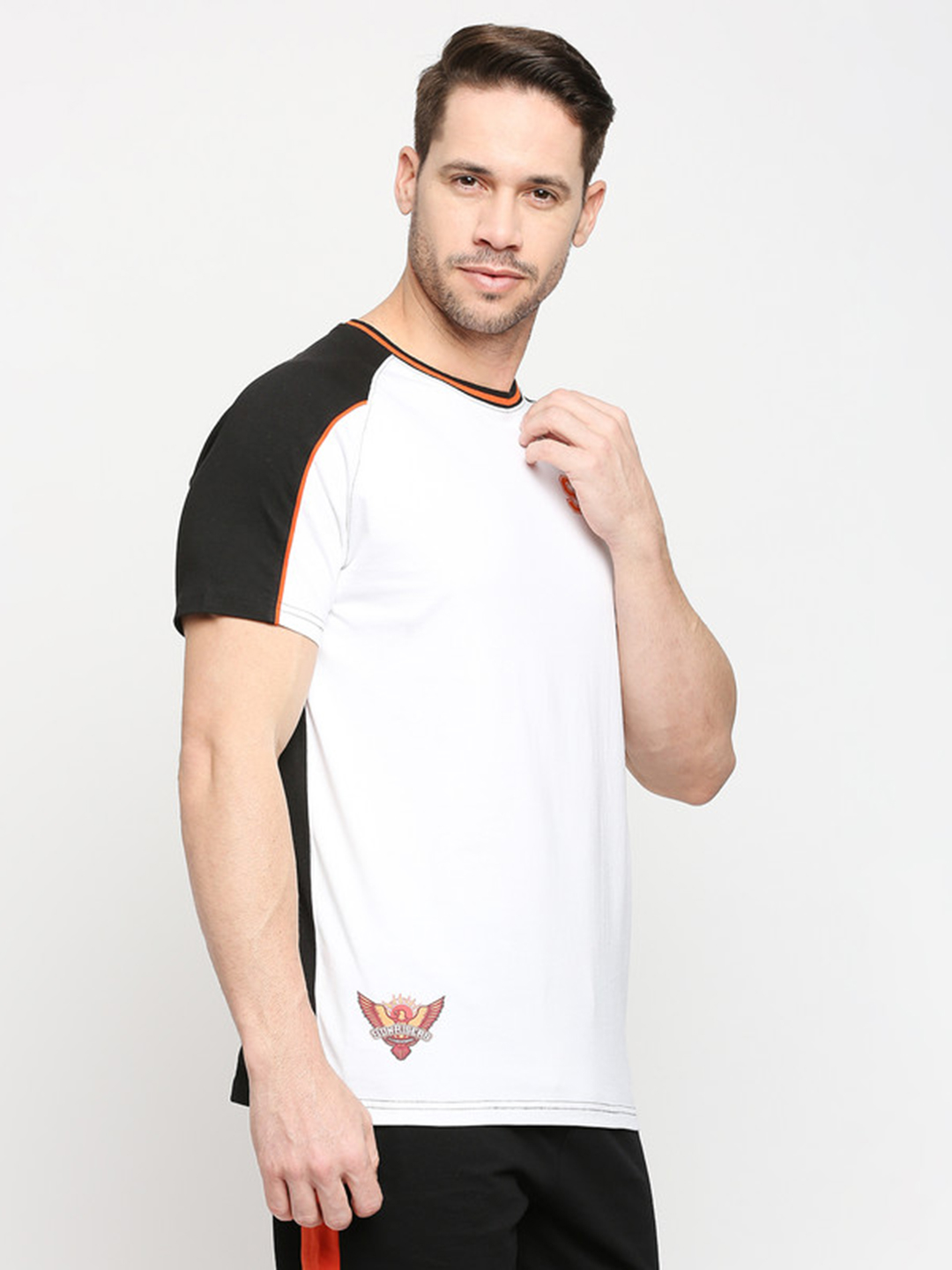 Sunrisers Hyderabad SRH Men White-Black and Orange Round Neck T-Shirt (4)