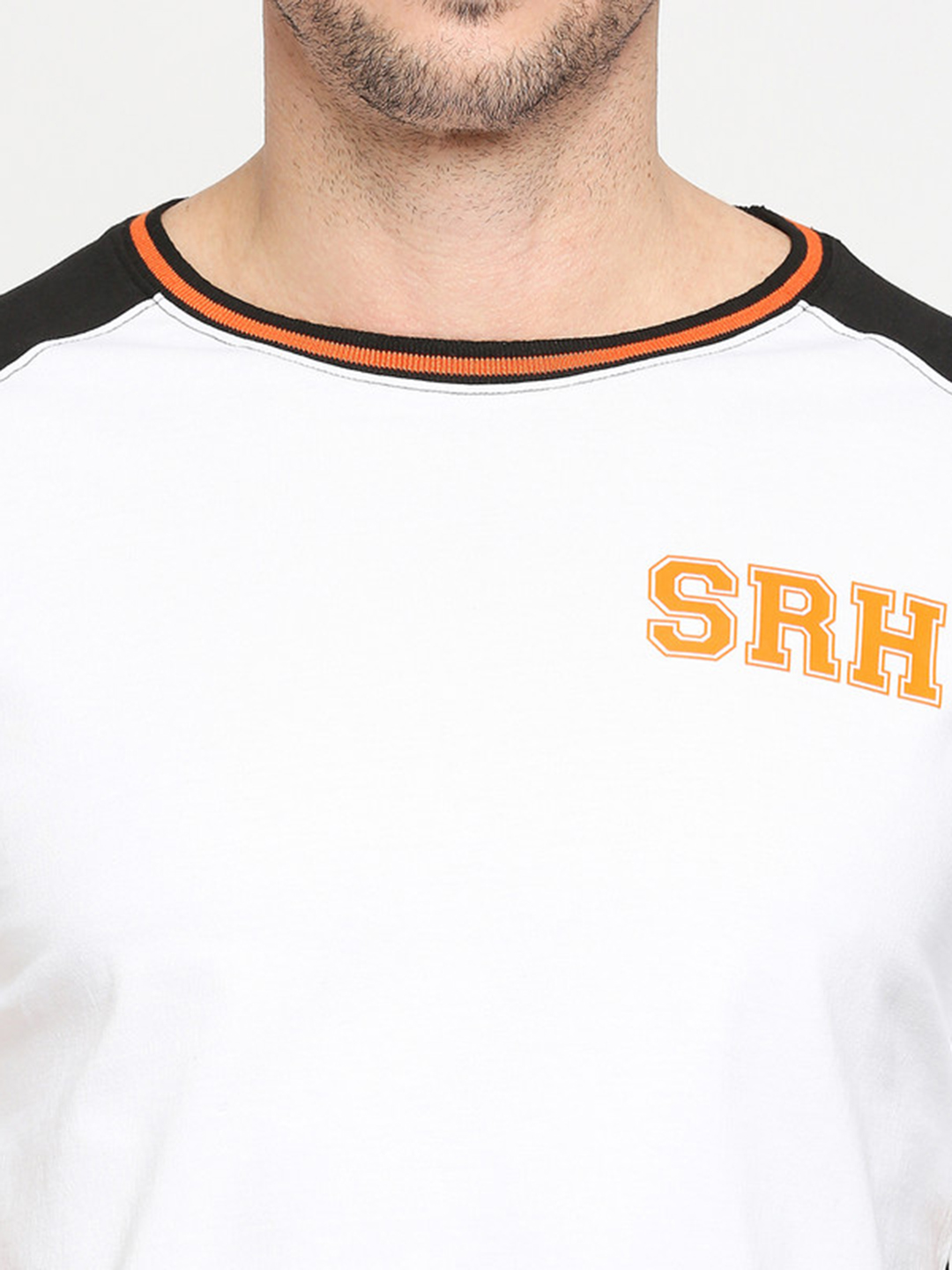 Sunrisers Hyderabad SRH Men White-Black and Orange Round Neck T-Shirt (7)