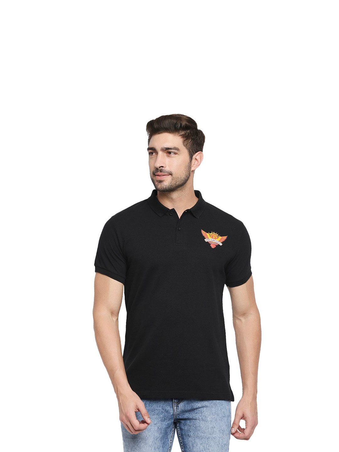 Sunrisers Hyderabad SRH Men's Black Regular Fit Polo (1)